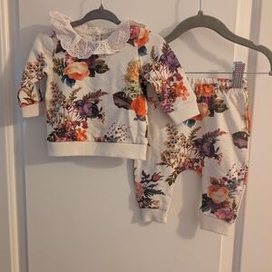 Next‎ Baby Floral Matching Set With Lace Peter Pan Collar